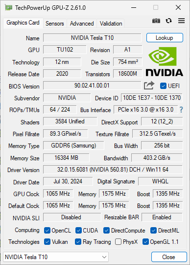 Tesla T10 GPU-Z